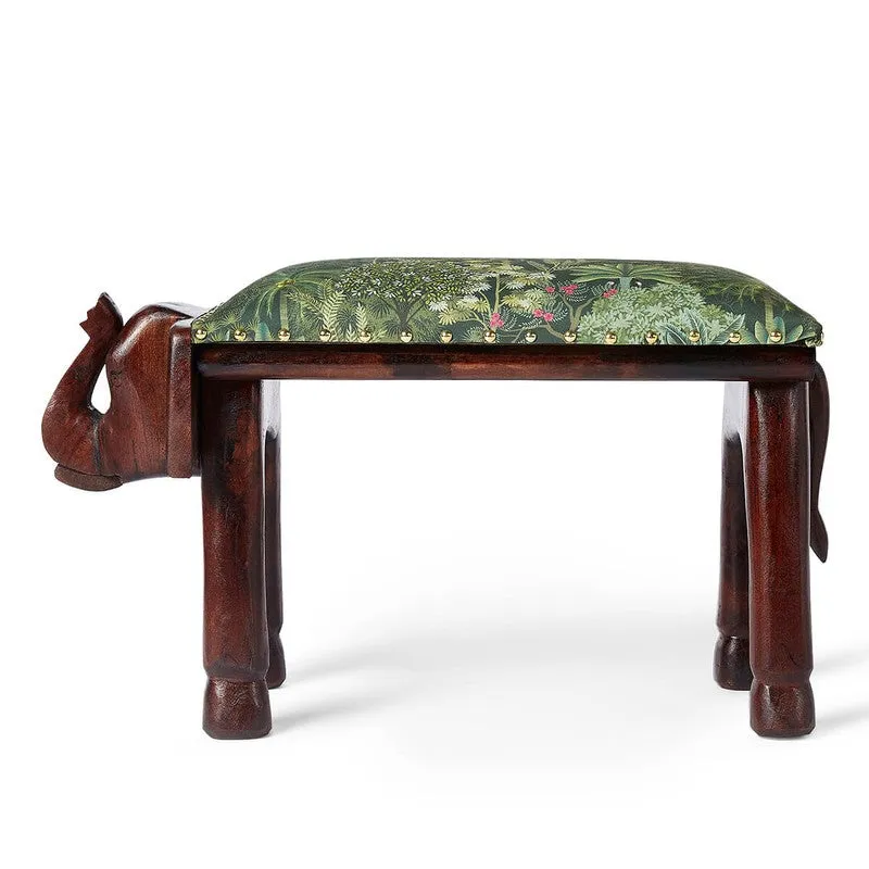 India Circus Acacia Wood Grace Elephant Pouffe media 4