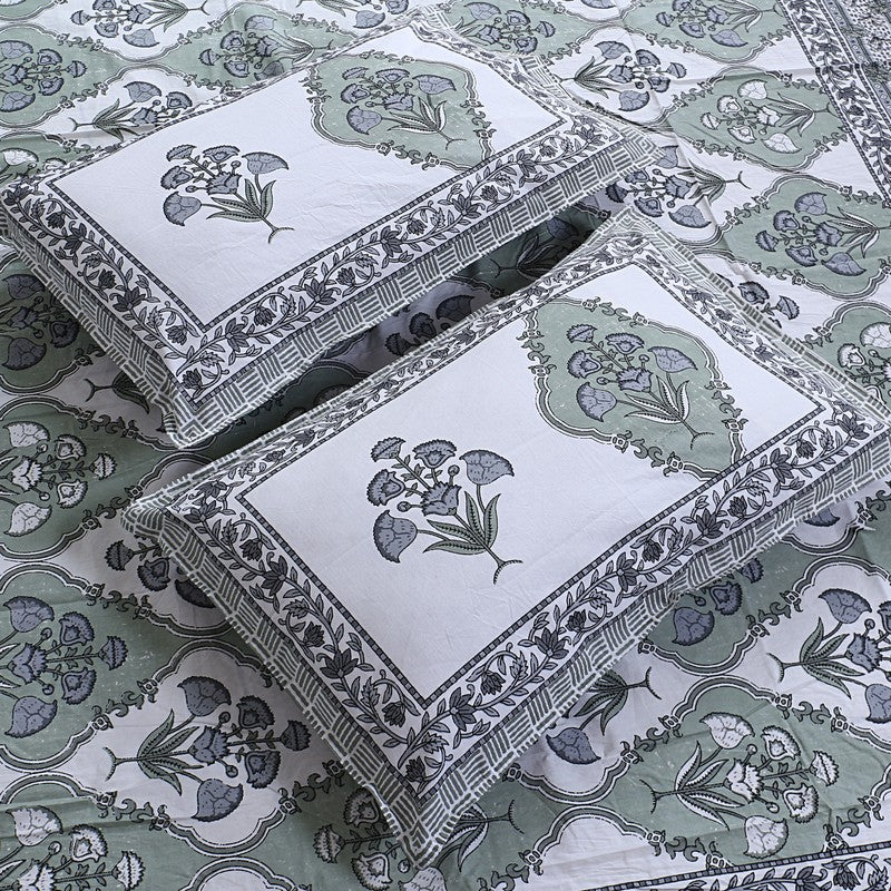 ParamparaBloom Handblock Printed Cotton Bedsheet (Black) - 400 TC media 3
