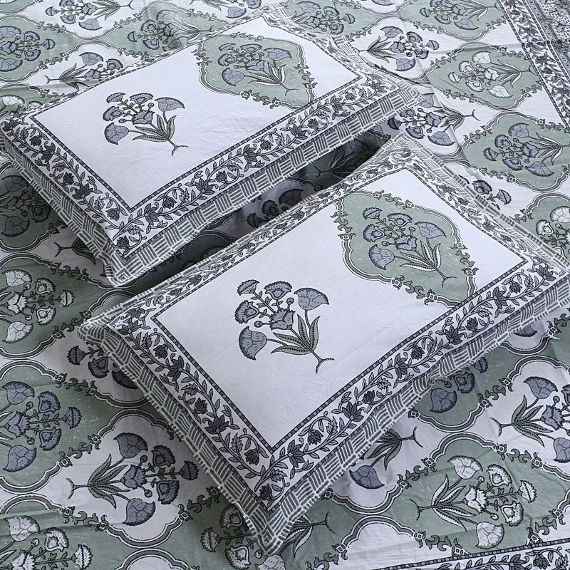ParamparaBloom Handblock Printed Cotton Bedsheet (Black) - 400 TC media 3
