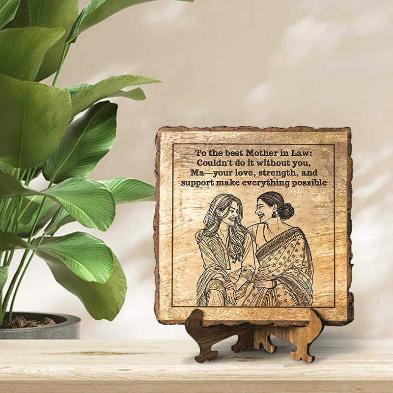 To The Best Mom-In-Law Wood Showpiece - Square media 1