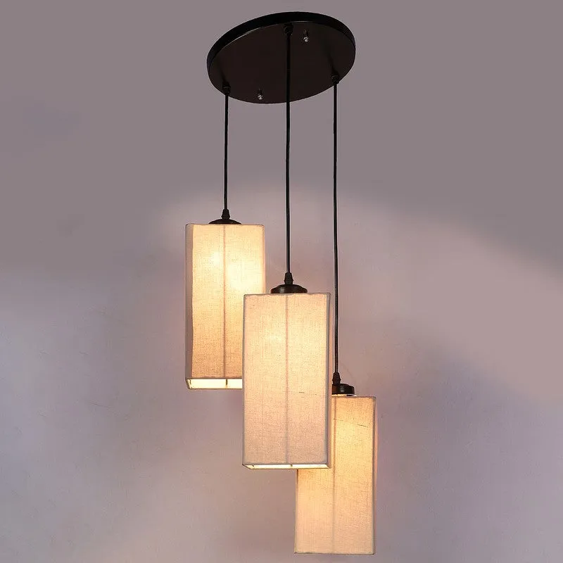 Warm Ivory Triple Metal Ceiling Lamp - Grey media 6