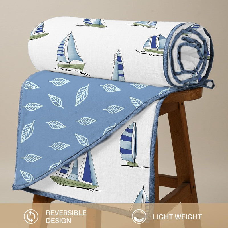 Urban Space Seaside Boat Reversible Blanket - Blue media 5