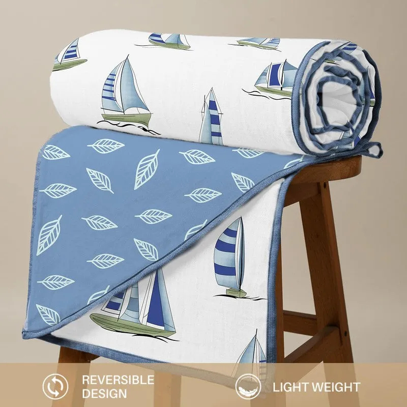 Urban Space Seaside Boat Reversible Blanket - Blue media 5
