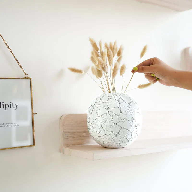 Manva Crackled Ball Vase (White) - Large media 3