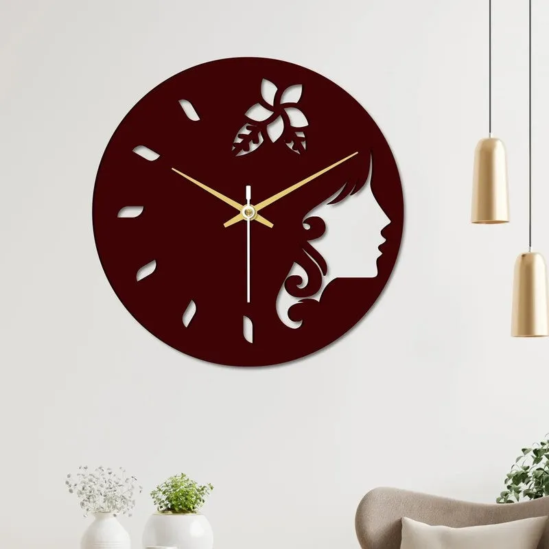 Lady Silhouette Wooden Wall Clock media 3