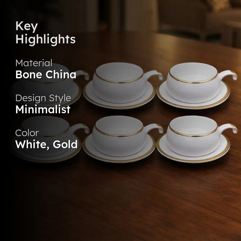 Levi Bone China Cup & Saucer (100 ML) - Twelve Piece Set media 2