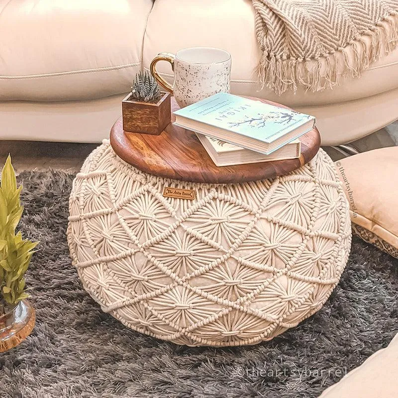 Reggae Boho Macrame Handknitted Pouffe media 3