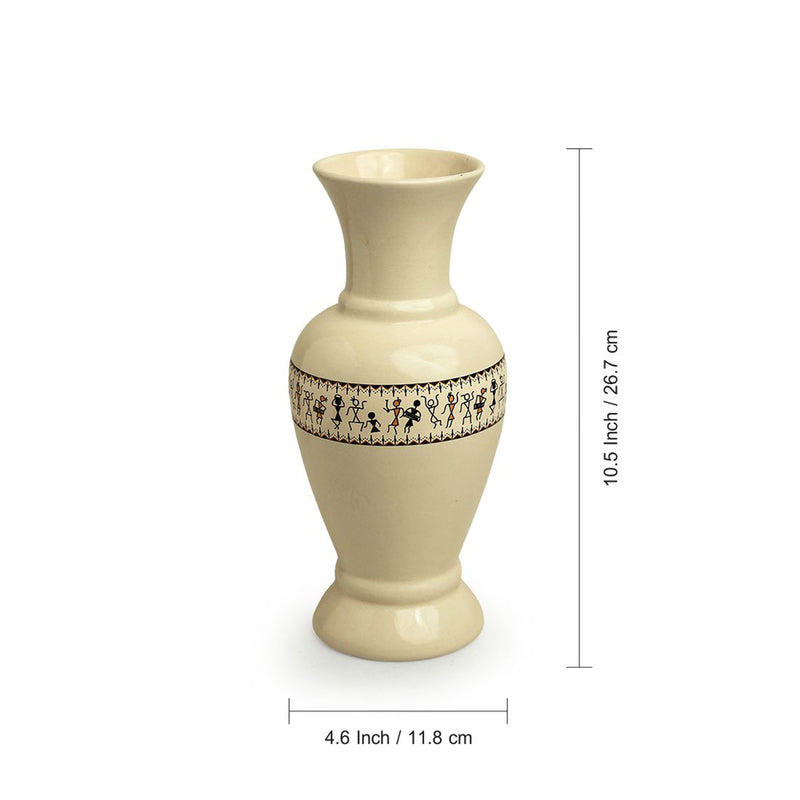 Wise Warli Handpainted Vase media 5
