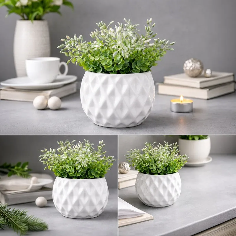 Moonstone Textured Ceramic Planter - Set of Two media 8