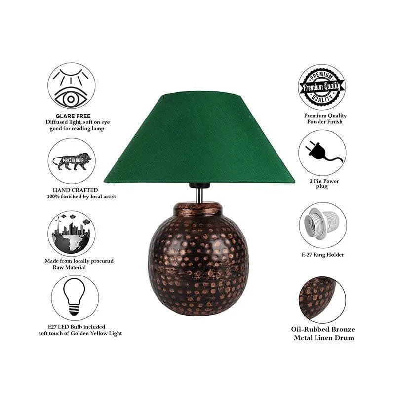 Vintage Charm Fabric Table Lamp - Green,Bronze media 6