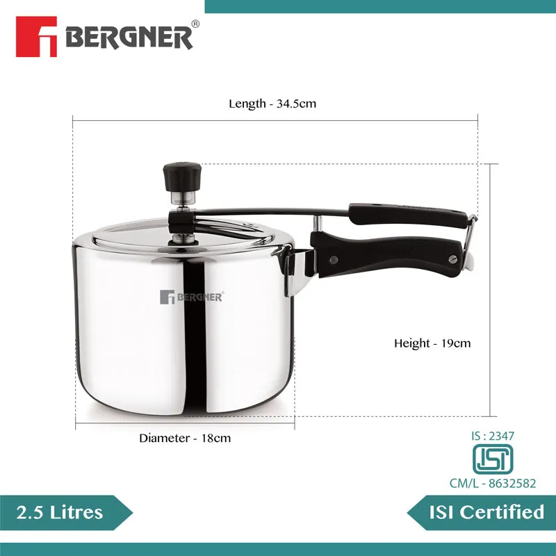 Bergner Stainless Steel Pressure Cooker With Inner Lid - 2500 mL media 8