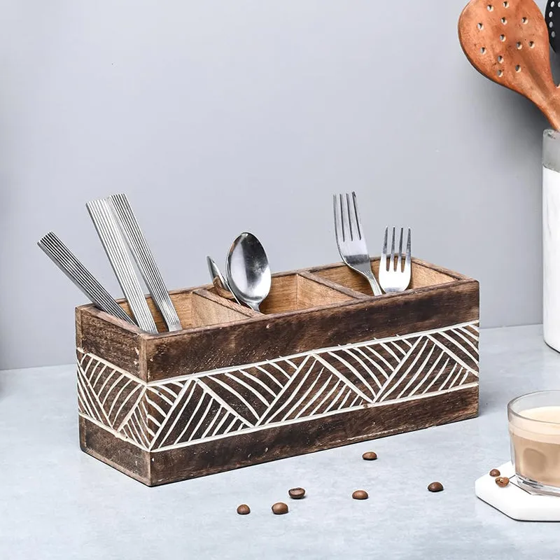 Slotto Wood Cutlery Stand media 6