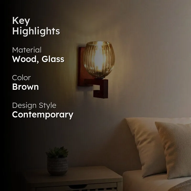 Vintage Glow Walnut Glass Wall Lamp media 2