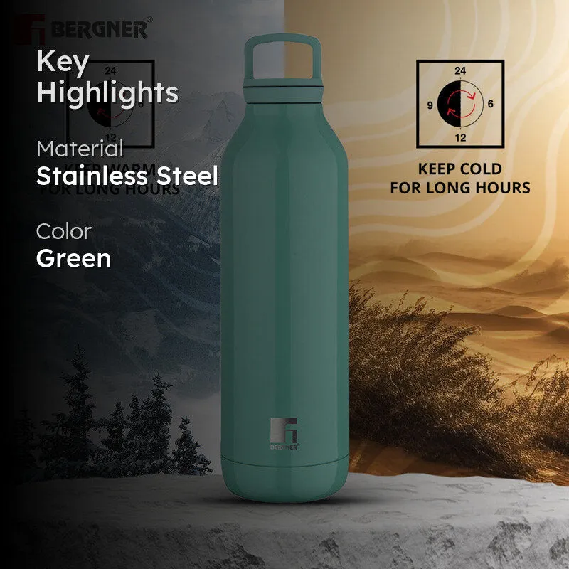 Bergner Walking Daisy Droplet Thermosteel Hot And Cold Flask (Green) - 525 mL media 2