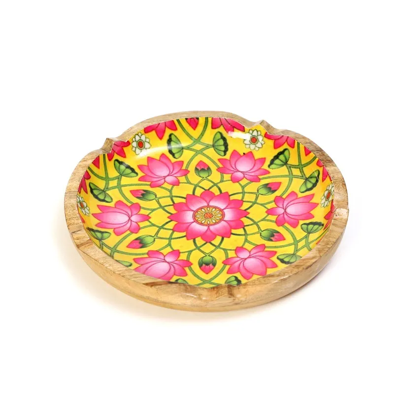 BloomLine Mango Wood Round Platter media 3
