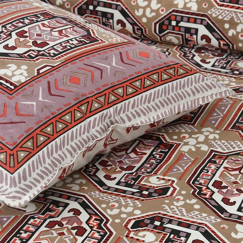 Mikaya Shine Cotton Bedsheet (Red,Brown) - 180 TC media 3