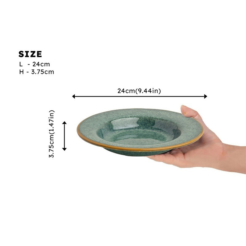 Ocean Mist Ceramic Pasta Plate (Green) - Set Of Two media 8