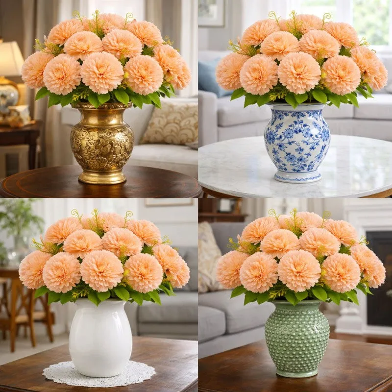 Florisse Artificial Hydrangea Flower (Peach) - Set Of Four media 3