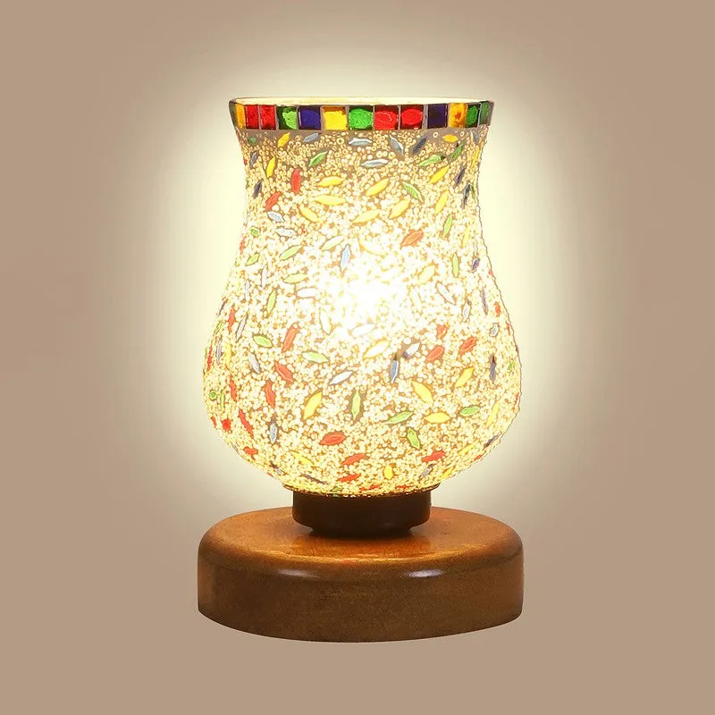 Glow Mosaic Glass Table Lamp With Wooden Base - Multicolor media 7