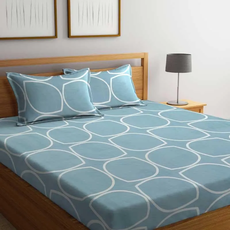 Circum Jive Microfiber Bedsheet (Sky Blue) - 300 GSM media 5