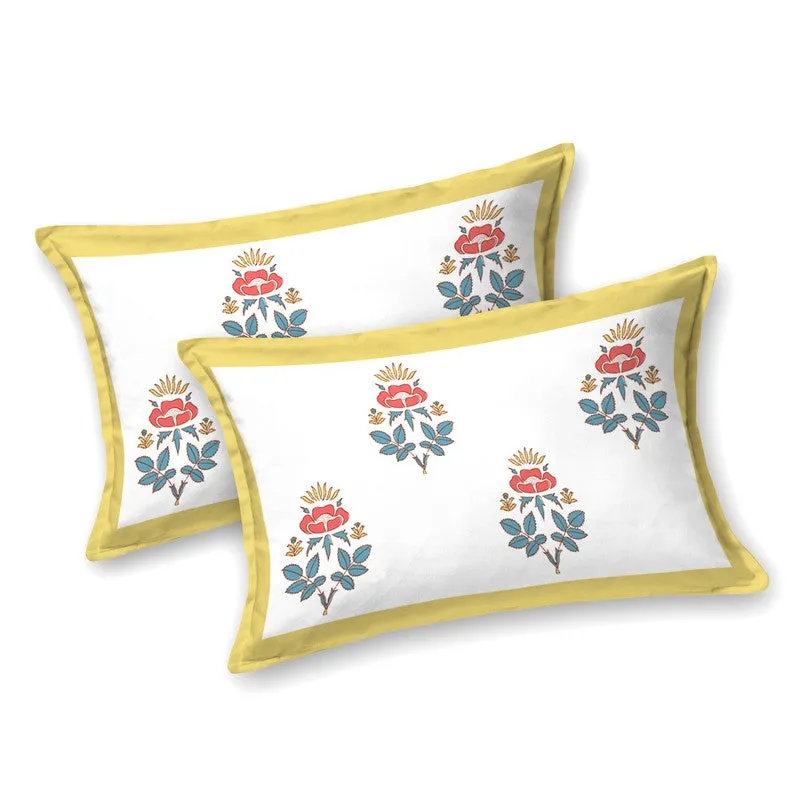 Rang Harmony Cotton Bedsheet (Blue,Yellow) - 120 TC media 4