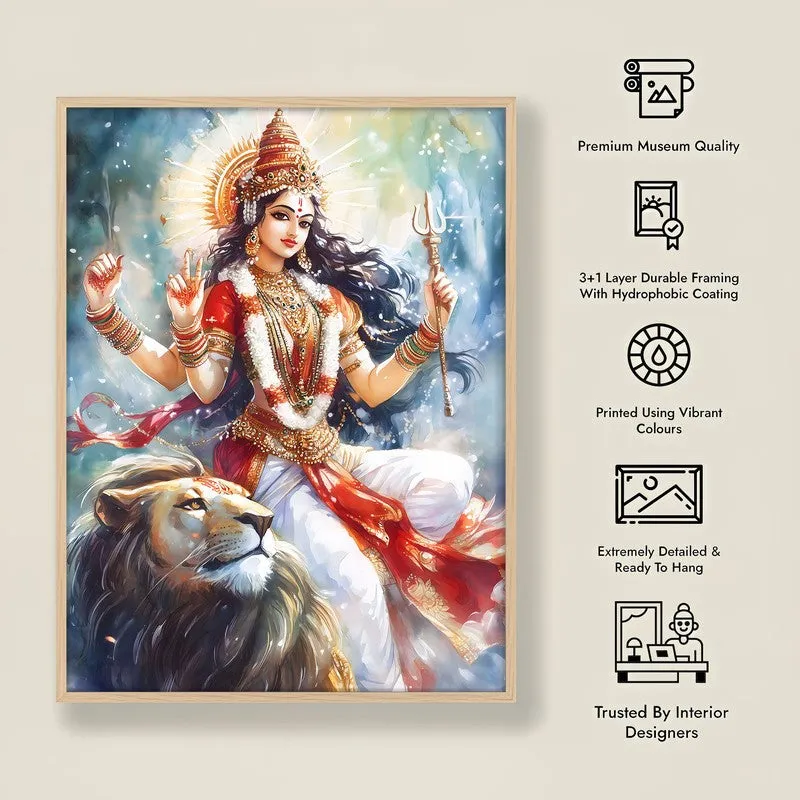 Radhe Gopalam Spiritual Archival Paper Wall Painting - Natural Brown Frame media 8