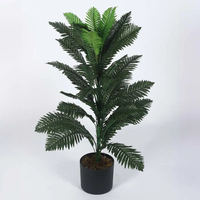 Faux Lush Boston Fern Plant With Black Plastic Pot - 2.8 Feet media 4