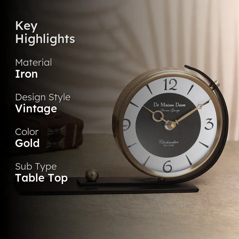 Dextra Analog Table Clock - Gold media 2