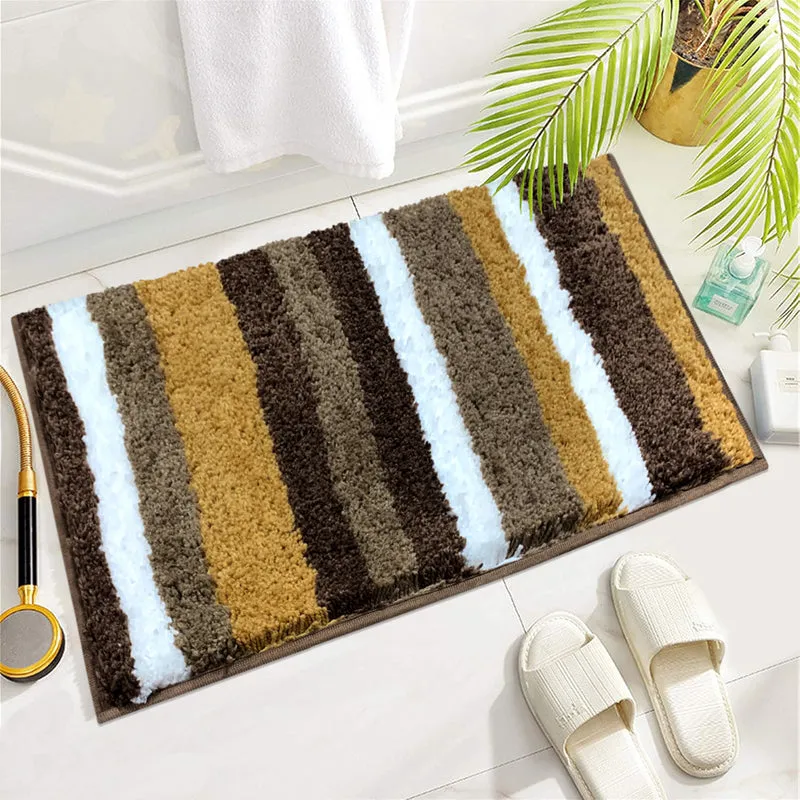 Strip Soft Microfiber Bath Mat - Brown media 3