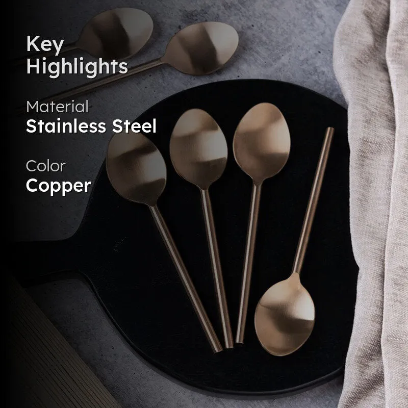 Zarif Stainless Steel Spoon Set (Copper) - Set Of Six media 2