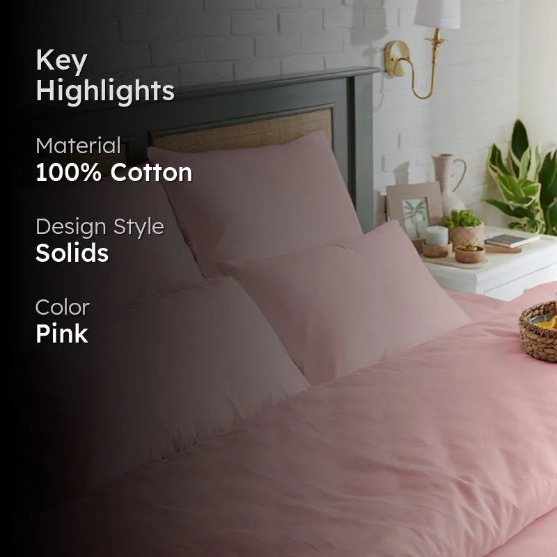 Maison Solid Cotton Pillow Cover (Cameo Rose,700TC) - Set Of Two media 2