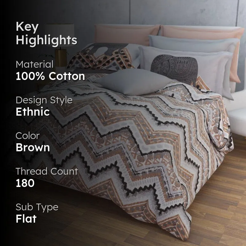 Jasera Ethnic Cotton Bedsheet (Grey) - 180 TC media 2