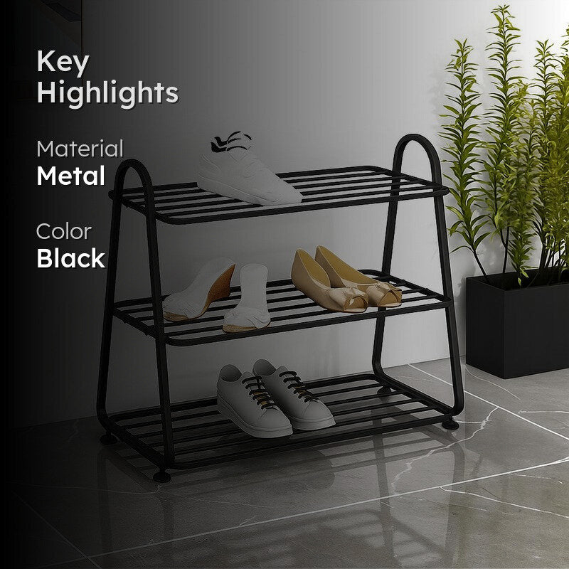 Shoehive 3-tier Metal Shoe Rack - Black media 2