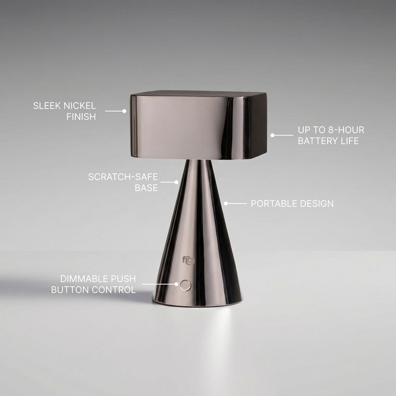 Fig Living Chrome Portable Stainless Steel Table Lamp - Silver media 7