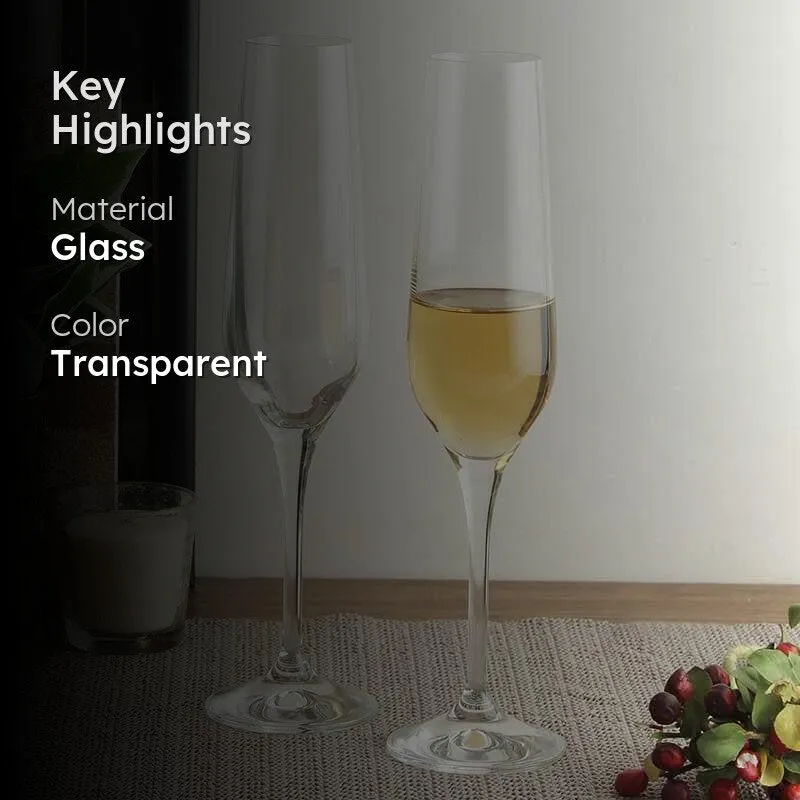 Como Bohemia Crystal Flute Glasses (195 ml) - Set Of Six media 2