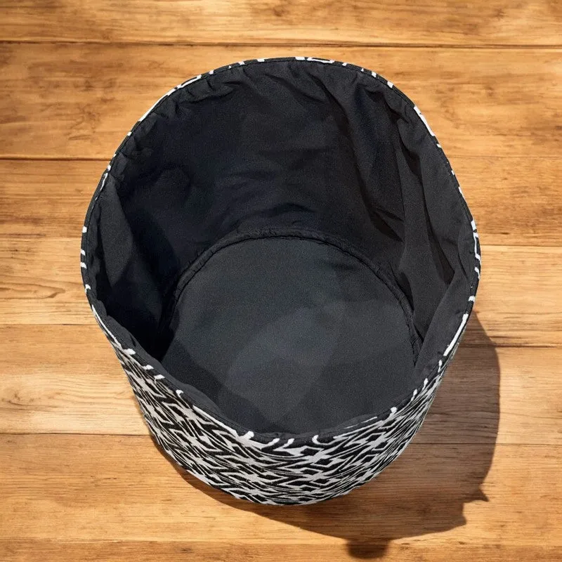 Waveza Zigzag Cotton Laundry Basket - Black & White media 5