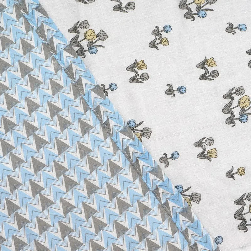 Mini Petals Reversible Cotton Dohar (Blue,White) - 120 GSM media 7