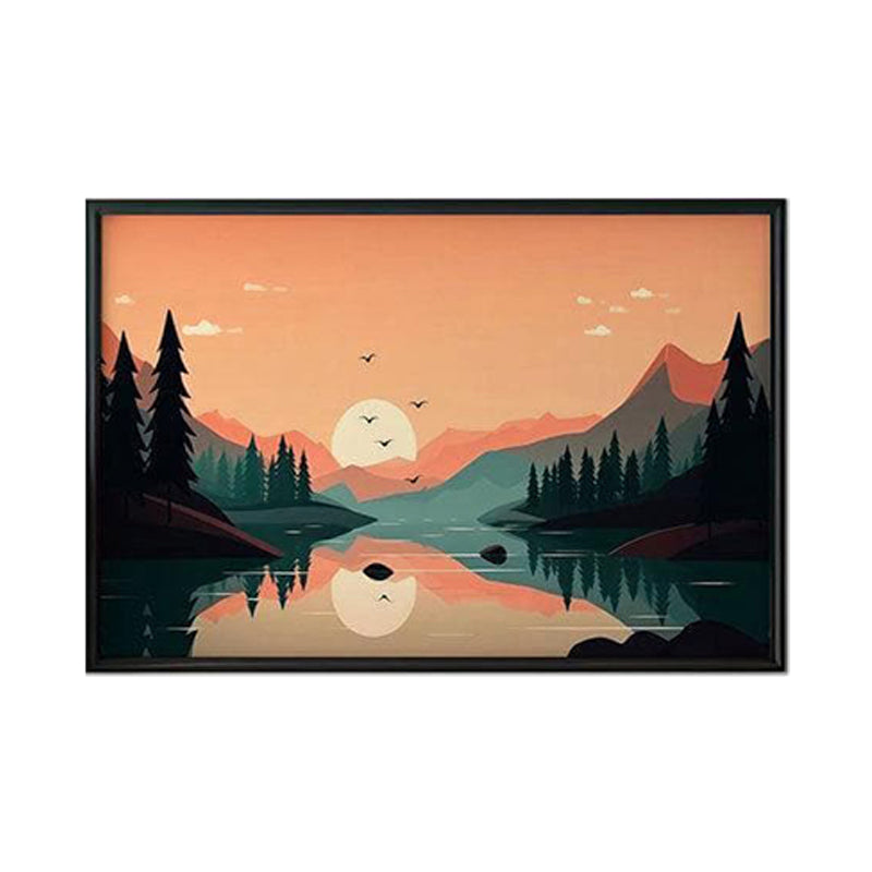 Minimalist Mountains Range Canvas Wall Painting - Black Frame media 6