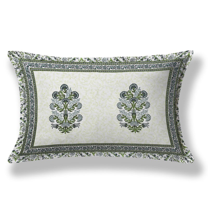 Textura Ethnic Cotton Bedsheet (Green & White) - 240 TC media 6