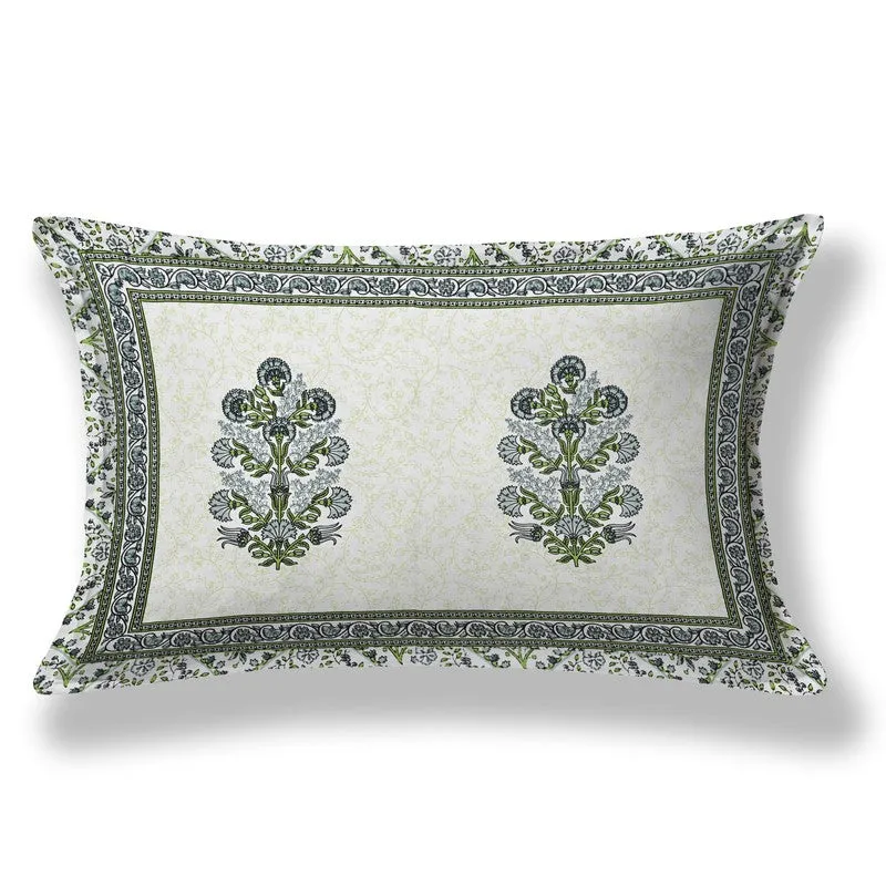 Textura Ethnic Cotton Bedsheet (Green & White) - 240 TC media 6