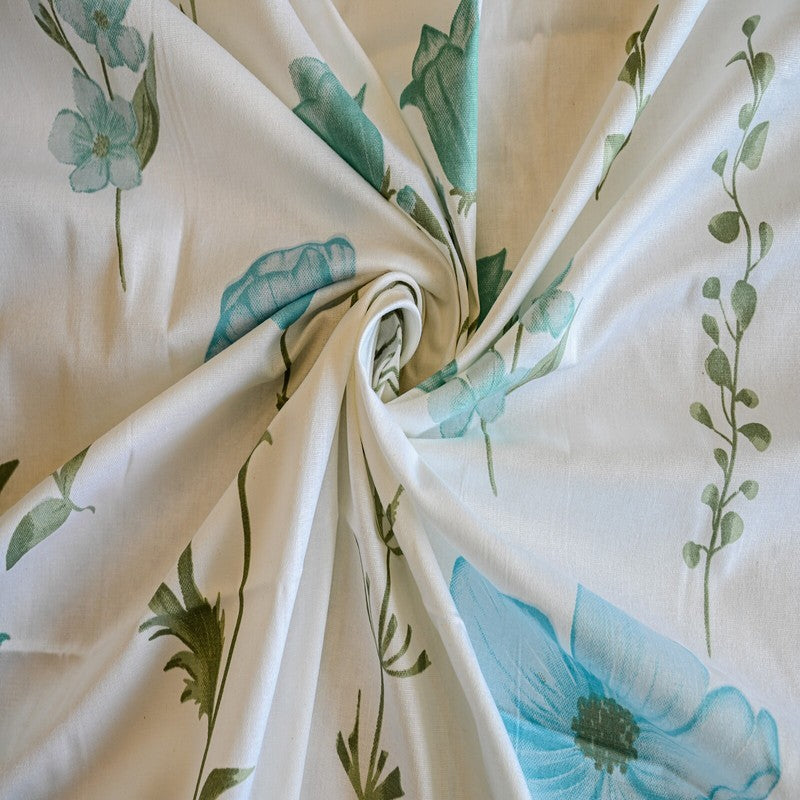 Flora Mist Cotton Bedsheets (Blue) - 400 TC media 4