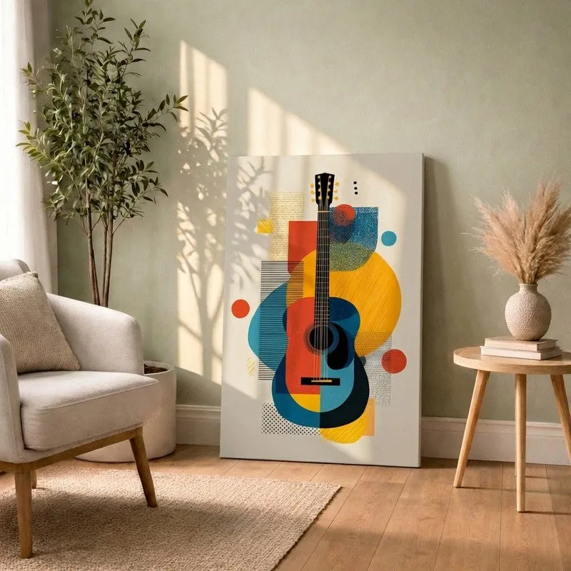 Riffa Geometric Guitar Canvas Wall Art media 1