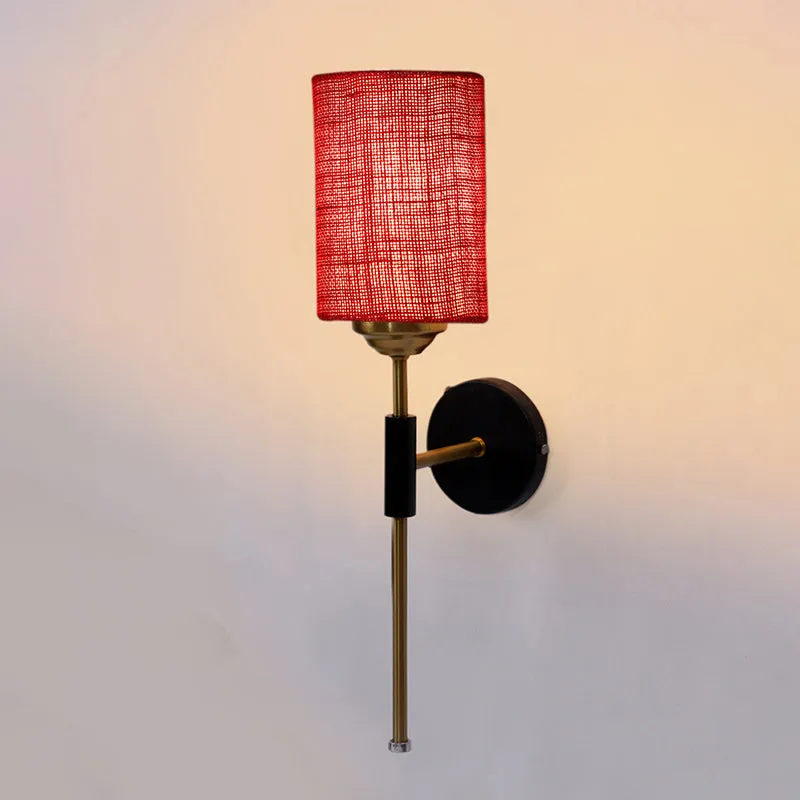 Beryll Cylindrical Jute Wall Lamp - Maroon media 4