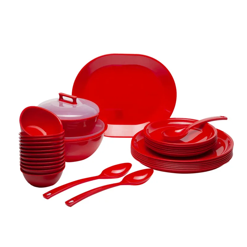 Mihaya Red Dinner Set (400 ml/1000 ml/2000 ml) - 32 Piece Set media 1