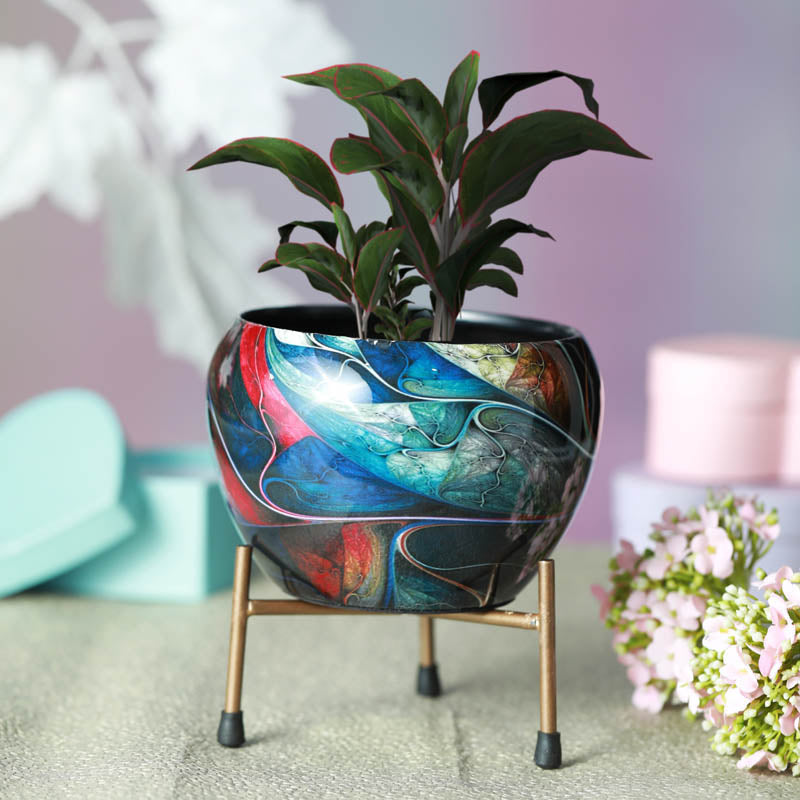 Glaze Glam Handcrafted Planter With Stand - Four Piece Set media 8