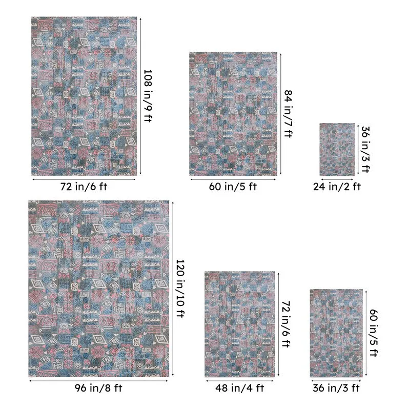 Silmarillion Abstract Polyester Anti-Skid Carpet - Grey & Blue media 14