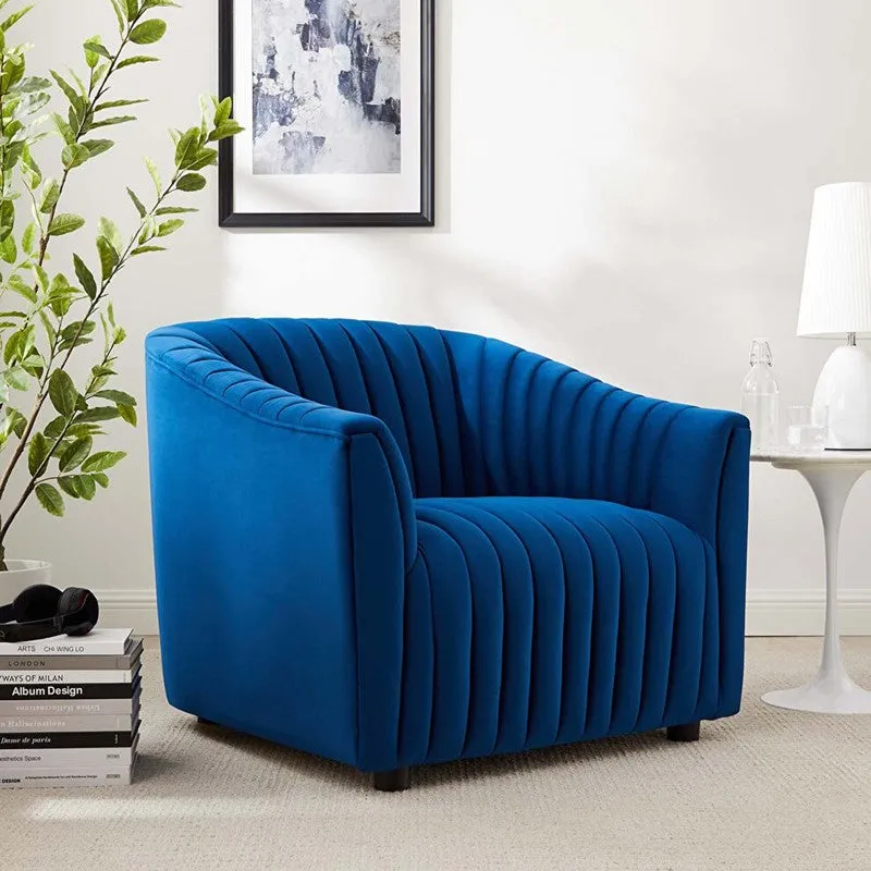 Urbanix Neem Wood Accent Chair - Blue media 3