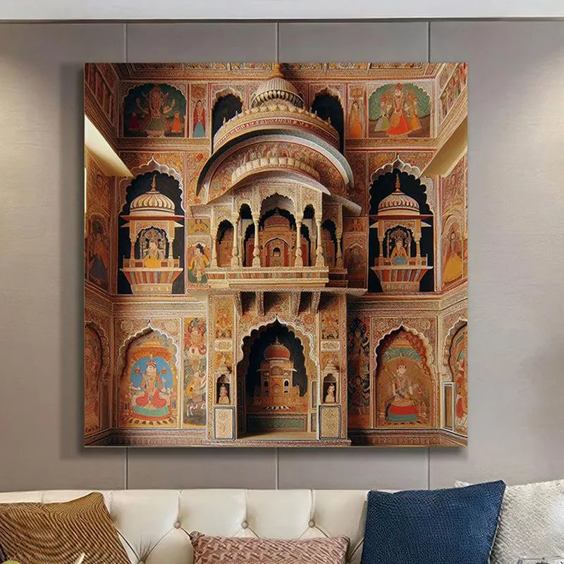 Intricate Facade Mahal Wall Painting media 1
