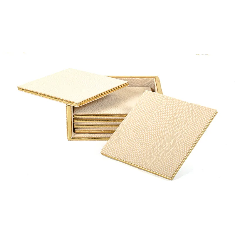 Tisquo Faux Leather Coaster (Ivory) - Seven Piece Set media 7