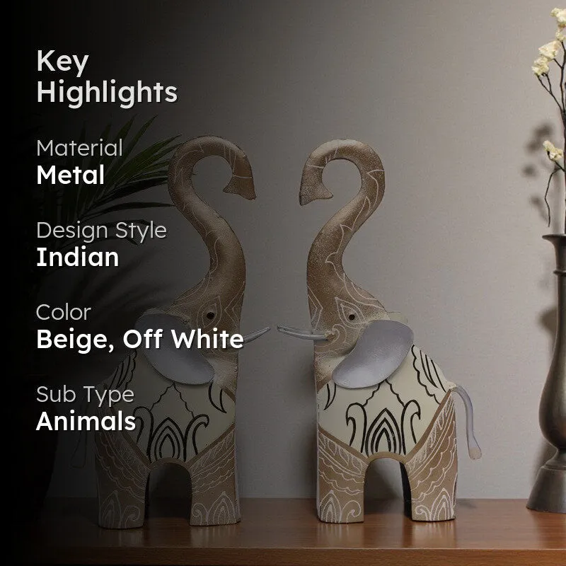 Joyful Gait Elephant Metal Showpiece - Set Of Two media 2